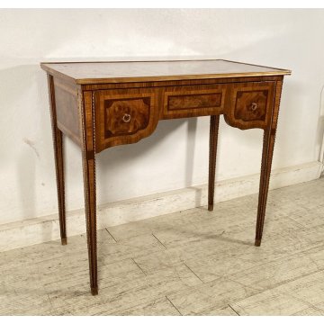 SCRIVANIA PRIMI 1900 LEGNO INTARSIATO RADICA SCRITTOIO STILE LUIGI XVI LOMBARDO