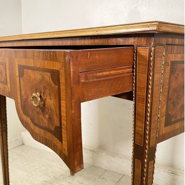 SCRIVANIA PRIMI 1900 LEGNO INTARSIATO RADICA SCRITTOIO STILE LUIGI XVI LOMBARDO