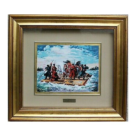 ANTICO QUADRO G. F. Gonzaga SERIGRAFIA su FOGLIA ORO K.22 LA ZATTERA CAVALLI 