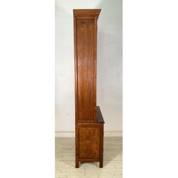 ANTICA CREDENZA VETRINA PRIMI 900 TEAK DISPENSA ALZATA DOPPIO CORPO LIBRERIA OLD