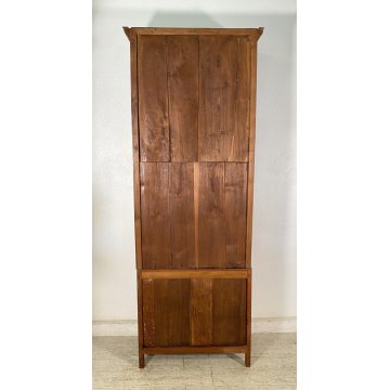 ANTICA CREDENZA VETRINA PRIMI 900 TEAK DISPENSA ALZATA DOPPIO CORPO LIBRERIA OLD