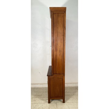 ANTICA CREDENZA VETRINA PRIMI 900 TEAK DISPENSA ALZATA DOPPIO CORPO LIBRERIA OLD