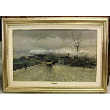 GRANDE QUADRO COPIA STAMPA DIPINTO De Nittis  "La traversata degli Appennini" 