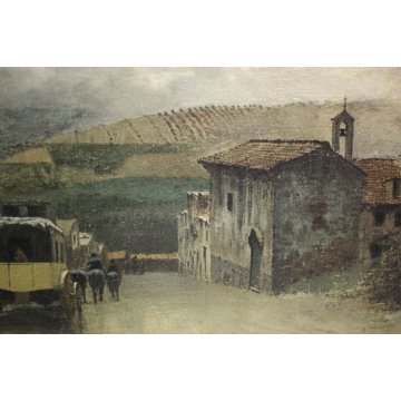 GRANDE QUADRO COPIA STAMPA DIPINTO De Nittis  "La traversata degli Appennini" 