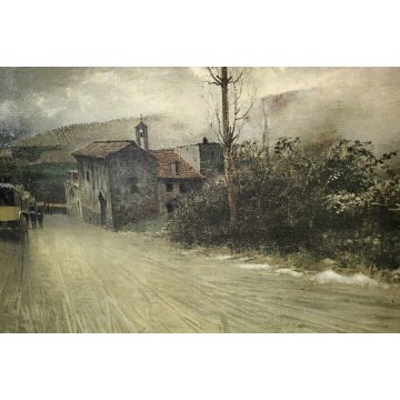GRANDE QUADRO COPIA STAMPA DIPINTO De Nittis  "La traversata degli Appennini" 