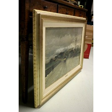 GRANDE QUADRO COPIA STAMPA DIPINTO De Nittis  "La traversata degli Appennini" 