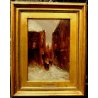ANTICO QUADRO DIPINTO OLIO Fulvio Tessitore PAESAGGIO INVERNO NEVE NAPOLI '800  