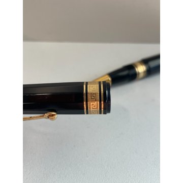 PENNA SFERA OMAS MILORD BALLPOINT PEN NERA SFACCETTATA DORATA ROLLER ITALIA