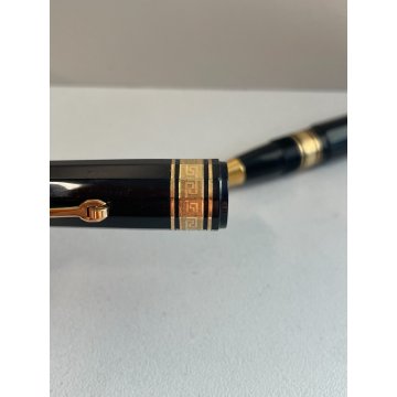 PENNA SFERA OMAS MILORD BALLPOINT PEN NERA SFACCETTATA DORATA ROLLER ITALIA