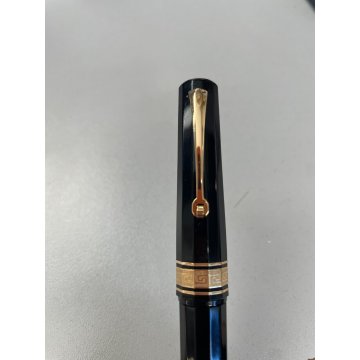 PENNA SFERA OMAS MILORD BALLPOINT PEN NERA SFACCETTATA DORATA ROLLER ITALIA