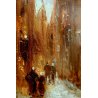 ANTICO QUADRO DIPINTO OLIO Fulvio Tessitore PAESAGGIO INVERNO NEVE NAPOLI '800  