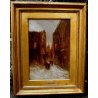 ANTICO QUADRO DIPINTO OLIO Fulvio Tessitore PAESAGGIO INVERNO NEVE NAPOLI '800  