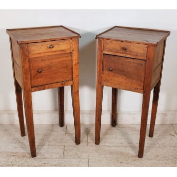 RARA Coppia ANTICO COMODINO Luigi XVI epoca 700 legno noce OLD WOODEN NIGHTSTAND