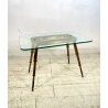TAVOLINO SALOTTO DESIGN VETRO OTTONE LEGNO MIDCENTURY TABLE 1950 VINTAGE