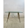 TAVOLINO SALOTTO DESIGN VETRO OTTONE LEGNO MIDCENTURY TABLE 1950 VINTAGE