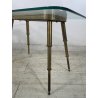 TAVOLINO SALOTTO DESIGN VETRO OTTONE LEGNO MIDCENTURY TABLE 1950 VINTAGE