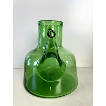 CARAFFA VINTAGE BROCCA VERSATOIO VETRO SOFFIATO VERDE Empoli TOSCANA ANNI 40/50