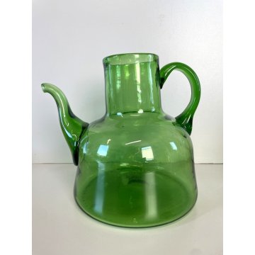 CARAFFA VINTAGE BROCCA VERSATOIO VETRO SOFFIATO VERDE Empoli TOSCANA ANNI 40/50