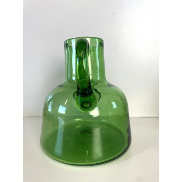 CARAFFA VINTAGE BROCCA VERSATOIO VETRO SOFFIATO VERDE Empoli TOSCANA ANNI 40/50