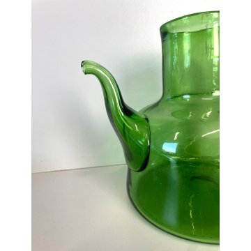 CARAFFA VINTAGE BROCCA VERSATOIO VETRO SOFFIATO VERDE Empoli TOSCANA ANNI 40/50