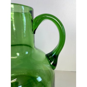 CARAFFA VINTAGE BROCCA VERSATOIO VETRO SOFFIATO VERDE Empoli TOSCANA ANNI 40/50