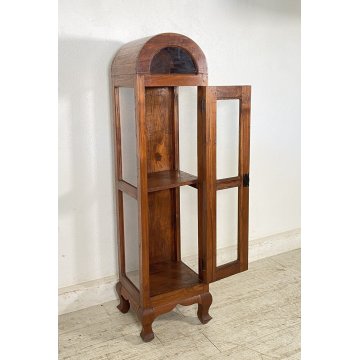 ANTICA PICCOLA VETRINA ESPOSITORE PRIMI 900 LEGNO TEAK MOBILE DISPENSA VETRO OLD