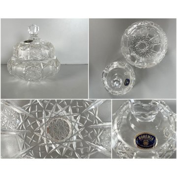 LIDED BOWL SCATOLA PORTA DOLCI COPERCHIO CRISTALLO MOLATO BOEMIA BOHEMIA CRYSTAL