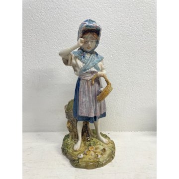 FIGURA CERAMICA BAMBINA Richard Ginori FIRMATA SCULTURA epoca '900 CONTADINA