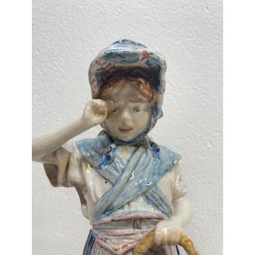 FIGURA CERAMICA BAMBINA Richard Ginori FIRMATA SCULTURA epoca '900 CONTADINA