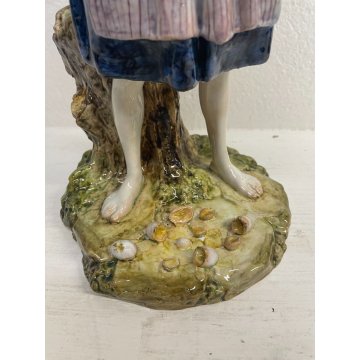 FIGURA CERAMICA BAMBINA Richard Ginori FIRMATA SCULTURA epoca '900 CONTADINA