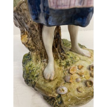 FIGURA CERAMICA BAMBINA Richard Ginori FIRMATA SCULTURA epoca '900 CONTADINA