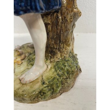 FIGURA CERAMICA BAMBINA Richard Ginori FIRMATA SCULTURA epoca '900 CONTADINA