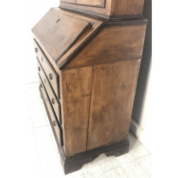 ANTICO TRUMEAU PIEMONTESE COMO CREDENZA DOPPIO CORPO RIBALTA 2 ANTE 4 CASSETTI