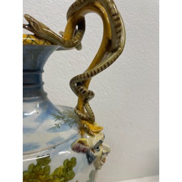 GRANDE VASO BIANSATO CERAMICA GINORI PERSEO ANDROMEDA ANFORA SERPENTE DIPINTO