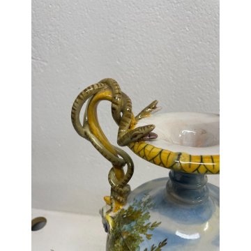 GRANDE VASO BIANSATO CERAMICA GINORI PERSEO ANDROMEDA ANFORA SERPENTE DIPINTO