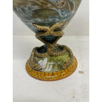 GRANDE VASO BIANSATO CERAMICA GINORI PERSEO ANDROMEDA ANFORA SERPENTE DIPINTO