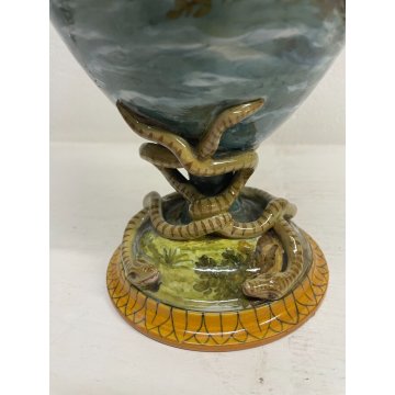 GRANDE VASO BIANSATO CERAMICA GINORI PERSEO ANDROMEDA ANFORA SERPENTE DIPINTO