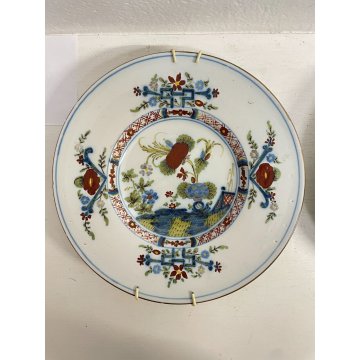 COPPIA PIATTO CERAMICA FAENZA EPOCA 1700 DIPINTO GAROFANO FIORI FLOREALE ø 28 cm