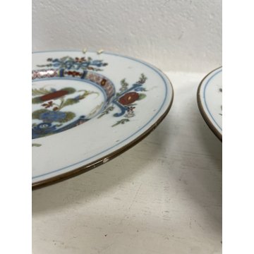 COPPIA PIATTO CERAMICA FAENZA EPOCA 1700 DIPINTO GAROFANO FIORI FLOREALE ø 28 cm