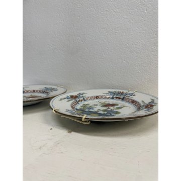 COPPIA PIATTO CERAMICA FAENZA EPOCA 1700 DIPINTO GAROFANO FIORI FLOREALE ø 28 cm