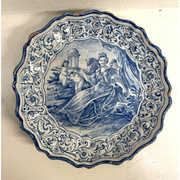 ANTICO RARO PIATTO EPOCA 1614 CERAMICA ALBISOLA DIPINTO CENTROTAVOLA ø 31 cm