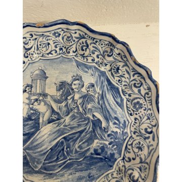 ANTICO RARO PIATTO EPOCA 1614 CERAMICA ALBISOLA DIPINTO CENTROTAVOLA ø 31 cm