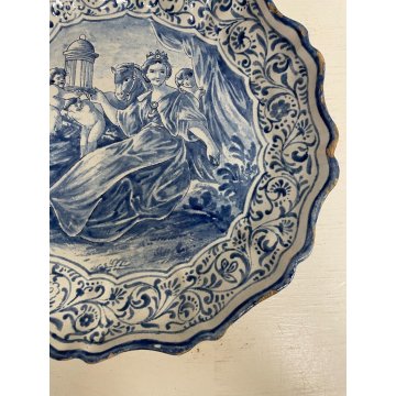 ANTICO RARO PIATTO EPOCA 1614 CERAMICA ALBISOLA DIPINTO CENTROTAVOLA ø 31 cm