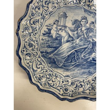 ANTICO RARO PIATTO EPOCA 1614 CERAMICA ALBISOLA DIPINTO CENTROTAVOLA ø 31 cm