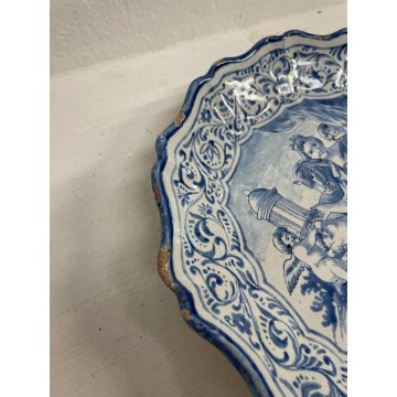 ANTICO RARO PIATTO EPOCA 1614 CERAMICA ALBISOLA DIPINTO CENTROTAVOLA ø 31 cm