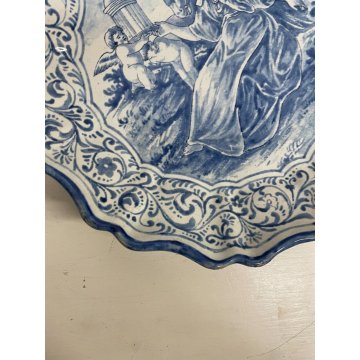 ANTICO RARO PIATTO EPOCA 1614 CERAMICA ALBISOLA DIPINTO CENTROTAVOLA ø 31 cm