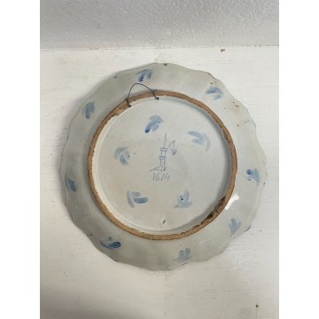 ANTICO RARO PIATTO EPOCA 1614 CERAMICA ALBISOLA DIPINTO CENTROTAVOLA ø 31 cm