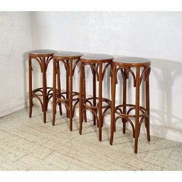 LOTTO 4 SGABELLI STILE THONET MIDOLLINO SGABELLO ANNI 90 BAR SEGGIOLINO RATTAN