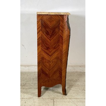 ANTICA CREDENZA 5 CASSETTI STILE LUIGI XV PRIMI 1900 LEGNO INTARSIATO MARMO OLD