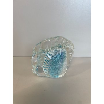 SCULTURA VETRO Murano SOMMERSO PESCE BLU AZZURRO ITALIA GLASS FISH PAGLIUZZE ARG